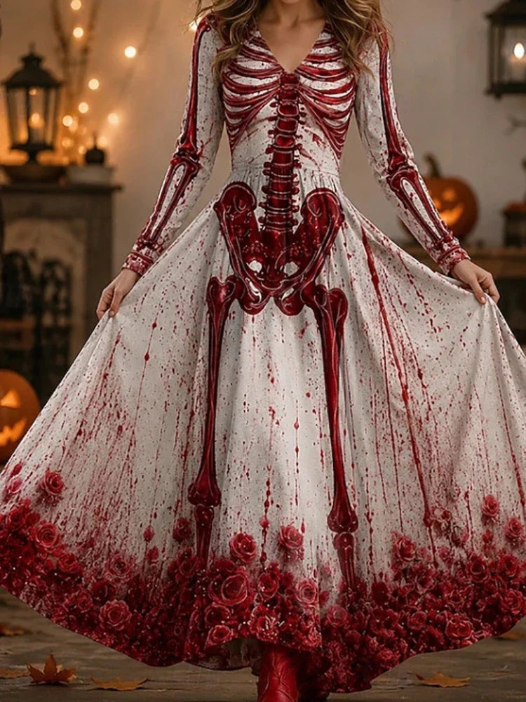 Mariana Skeleton Print Maxi Dress