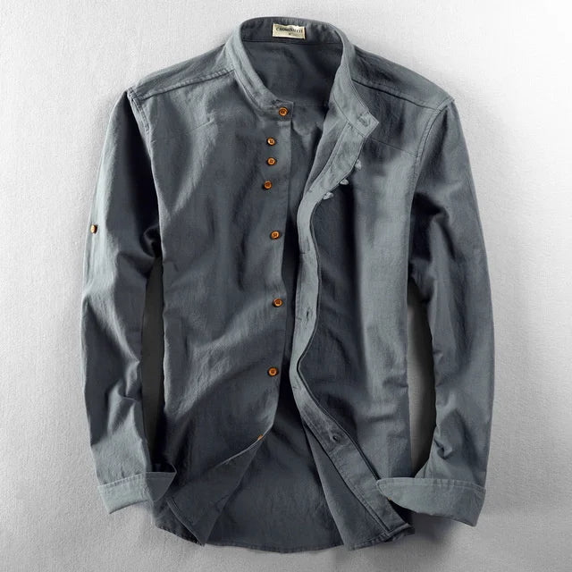 Velmont Slim Fit Linen Henley Shirt