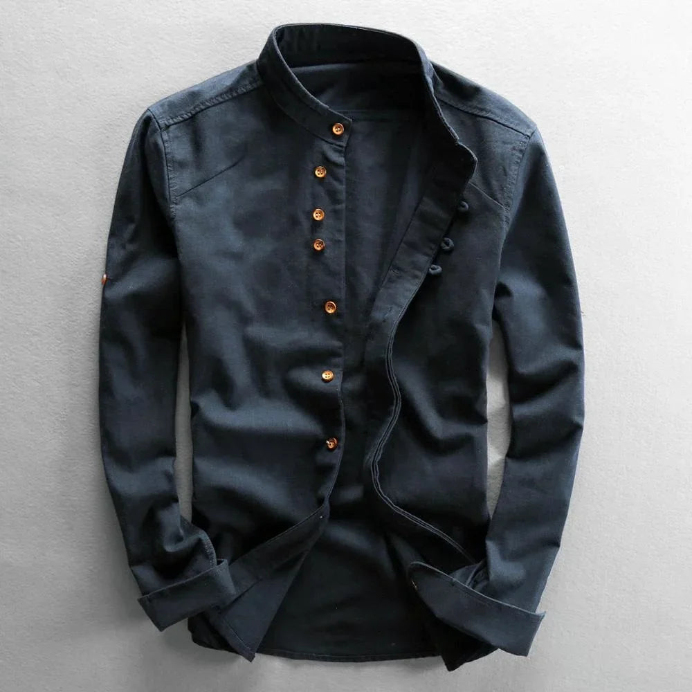 Velmont Slim Fit Linen Henley Shirt