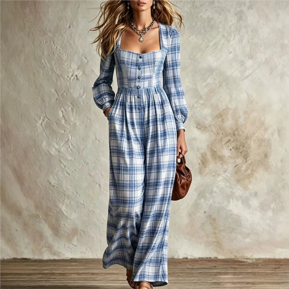 Margot Plaid Wide Leg Jumpsuit