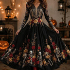 Mariana Skeleton Print Maxi Dress