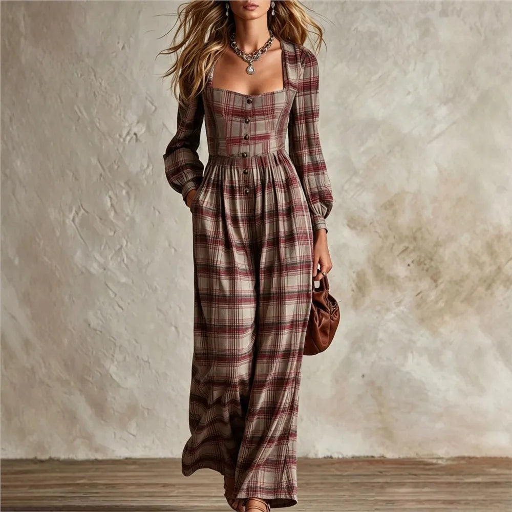Margot Plaid Wide Leg Jumpsuit