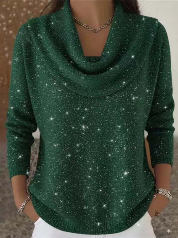 Beatrice Cowl Neck Shimmer Sweater