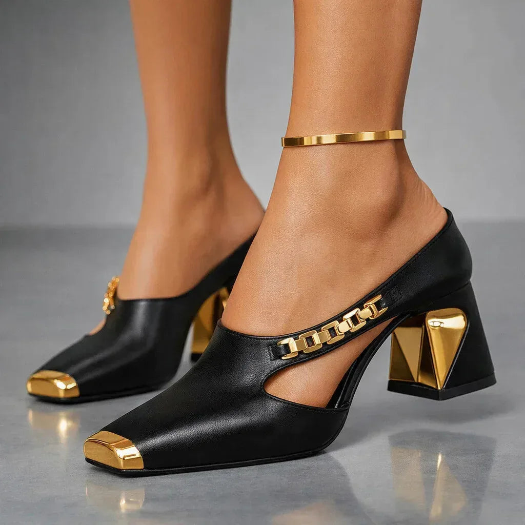Corinne Metallic Toe Mule