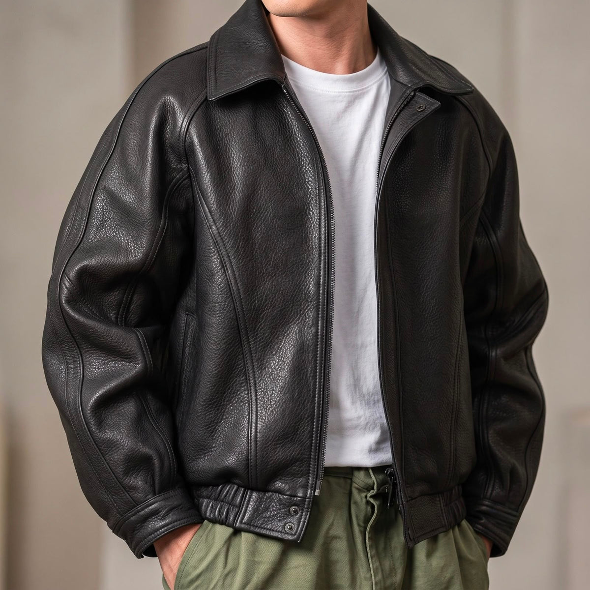 Griffin Leather Zip Jacket