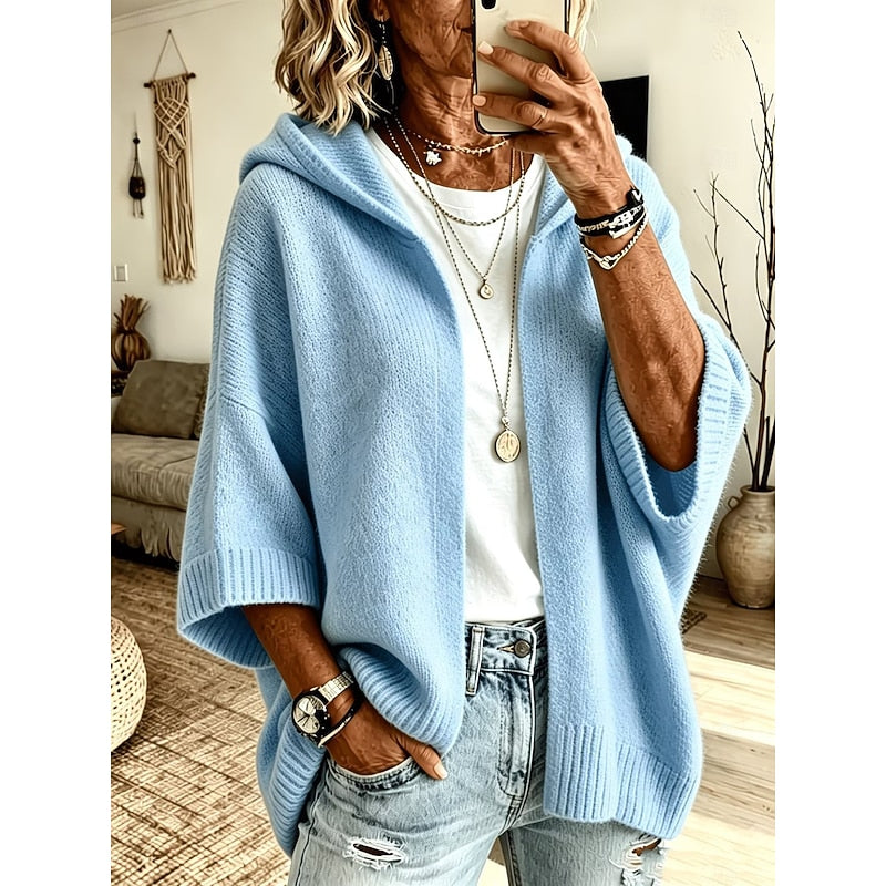 Jannat Cozy Hooded Open-Front Cardigan