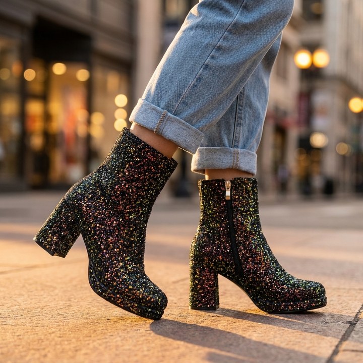 Seraphina Sequin Heel Boots