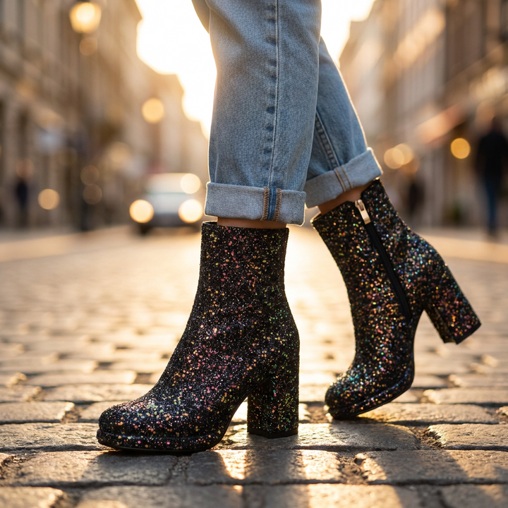 Seraphina Sequin Heel Boots