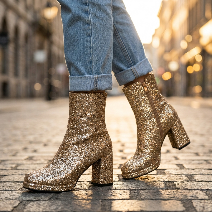 Seraphina Sequin Heel Boots