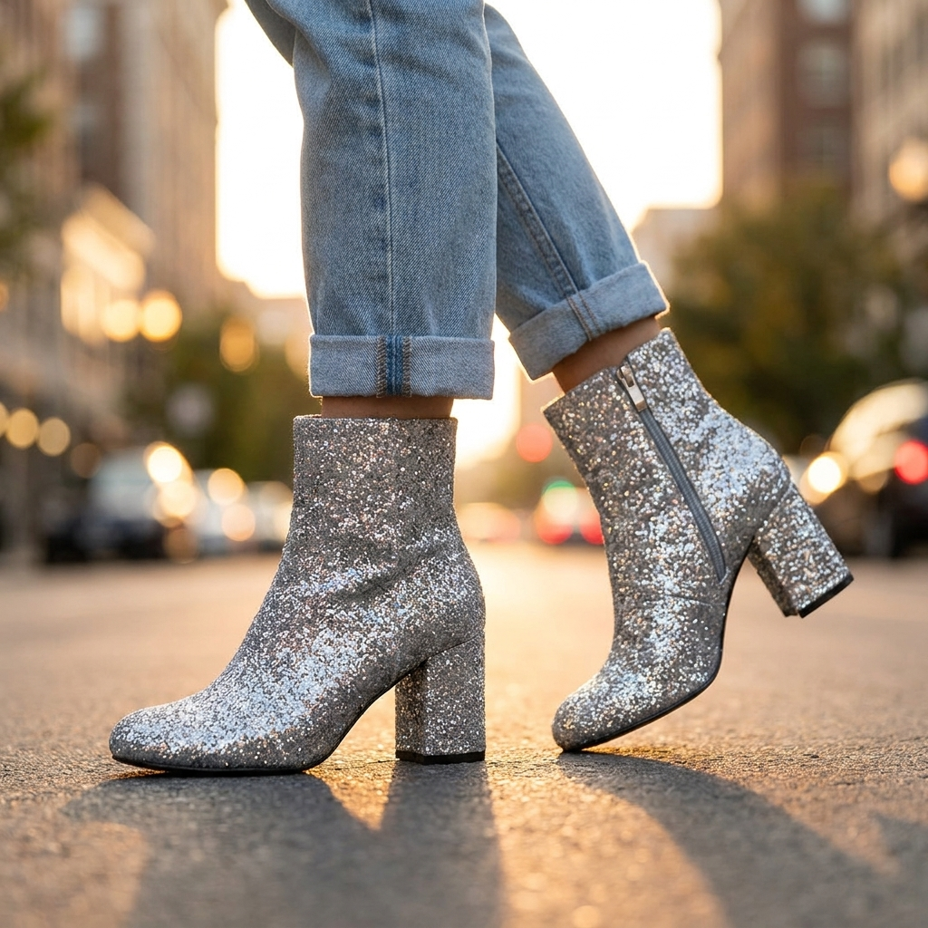 Seraphina Sequin Heel Boots