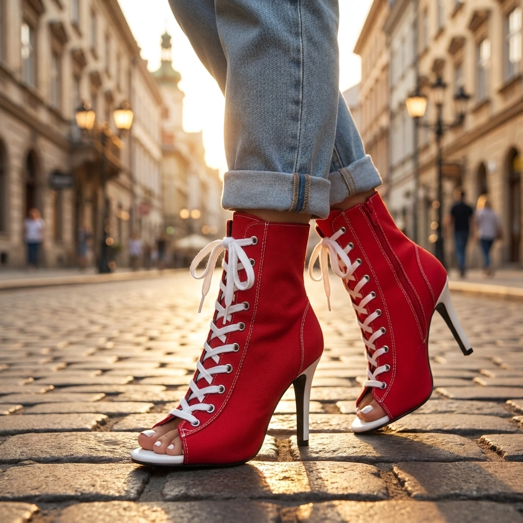 Verona Lace Up Heel Booties
