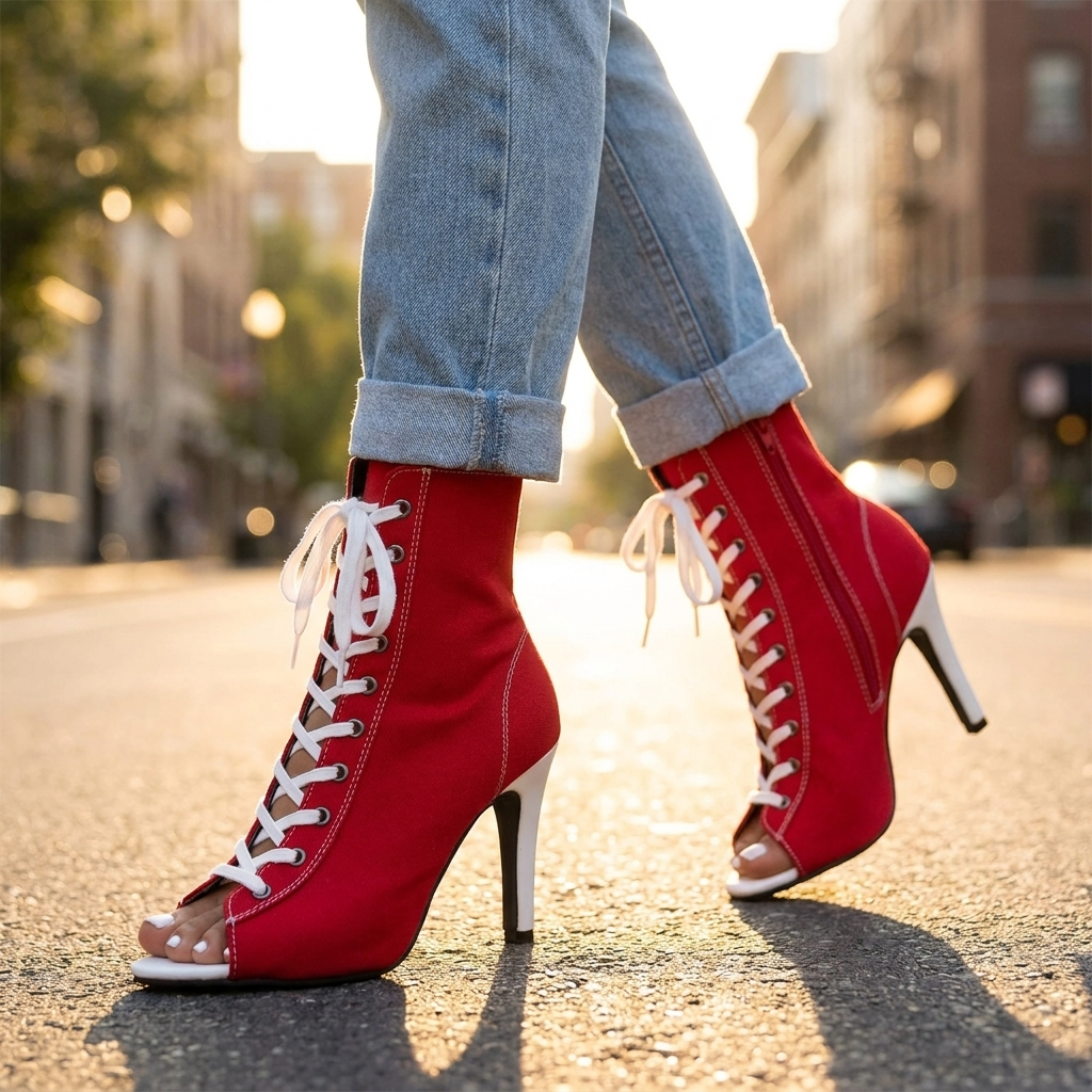 Verona Lace Up Heel Booties