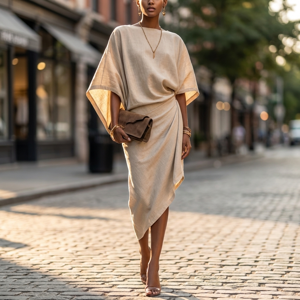 Isolde Batwing Sleeve Midi Dress