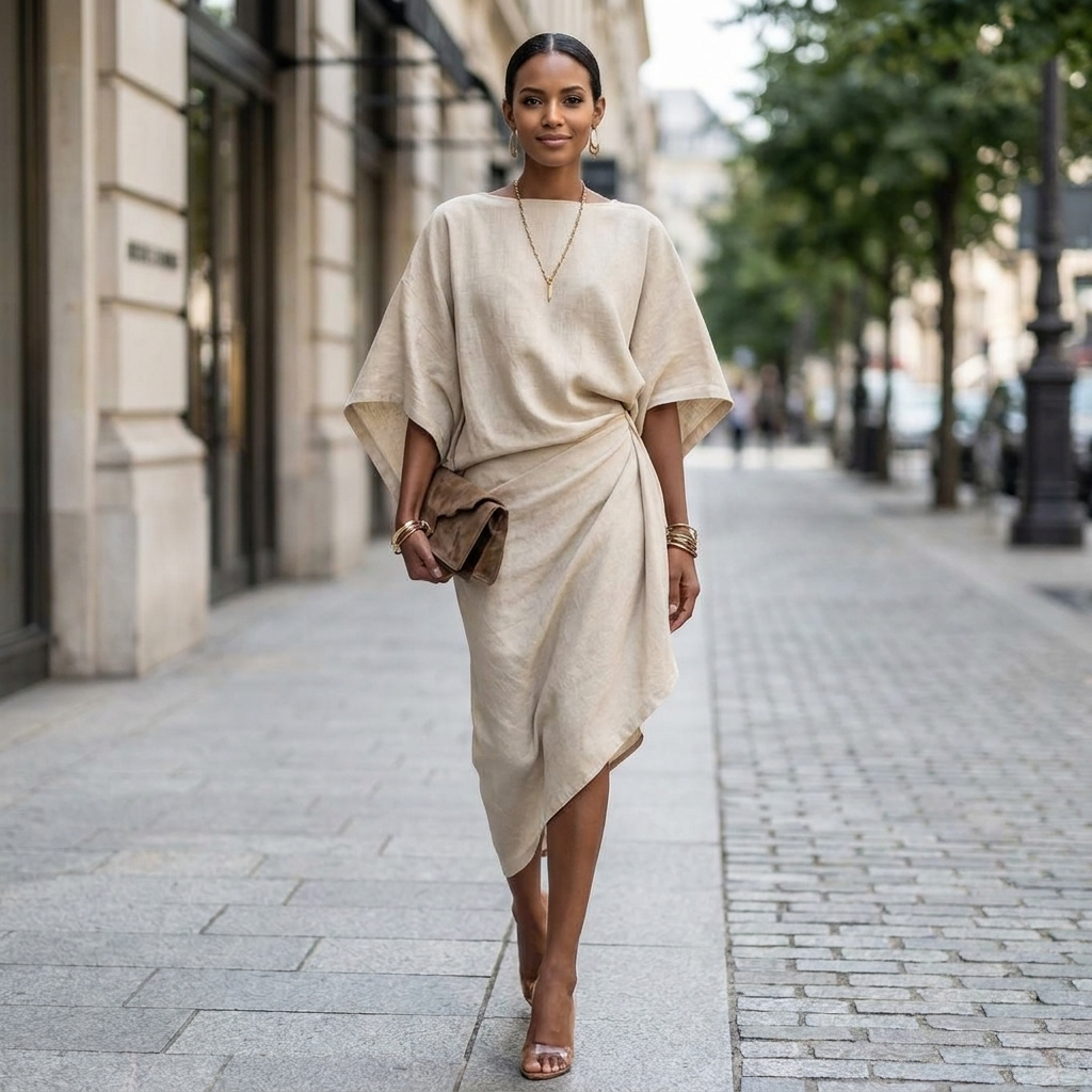 Isolde Batwing Sleeve Midi Dress