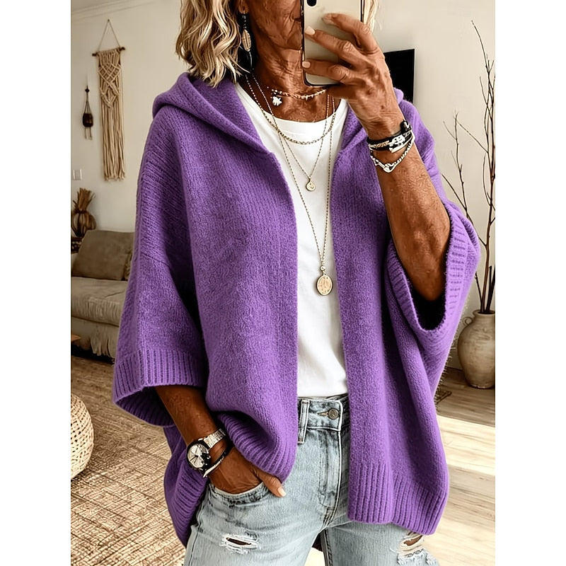 Jannat Cozy Hooded Open-Front Cardigan
