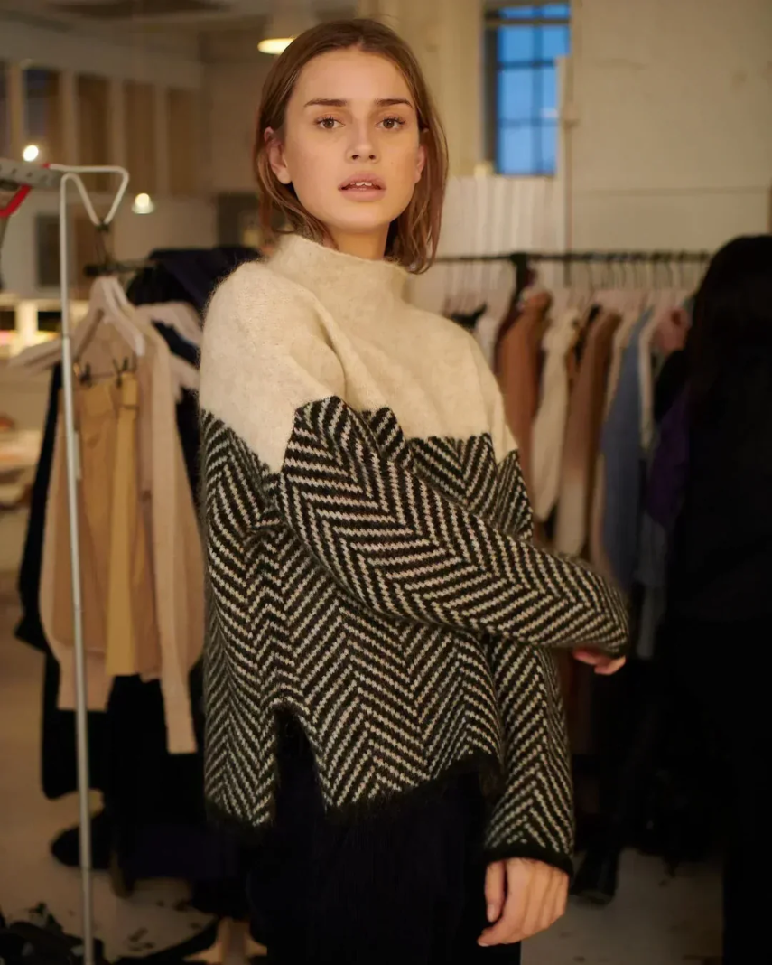 Leona Herringbone Knit Sweater