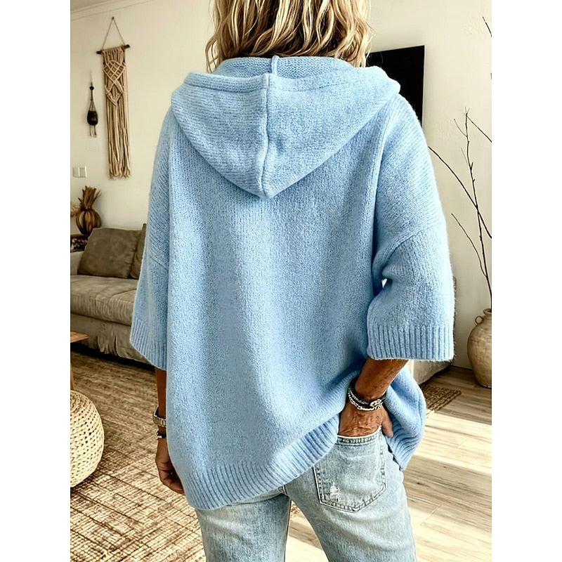 Jannat Cozy Hooded Open-Front Cardigan